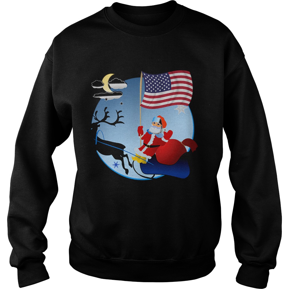 Santa Claus with American Flag Sweatshirt