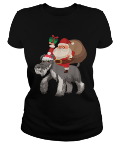 Santa Riding Miniature Schnauzer Christmas Pajama Gift  Classic Ladies
