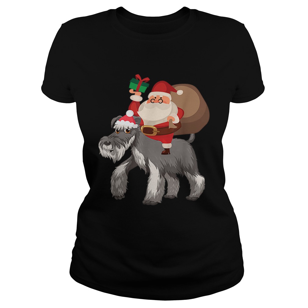 Santa Riding Miniature Schnauzer Christmas Pajama Gift Classic Ladies
