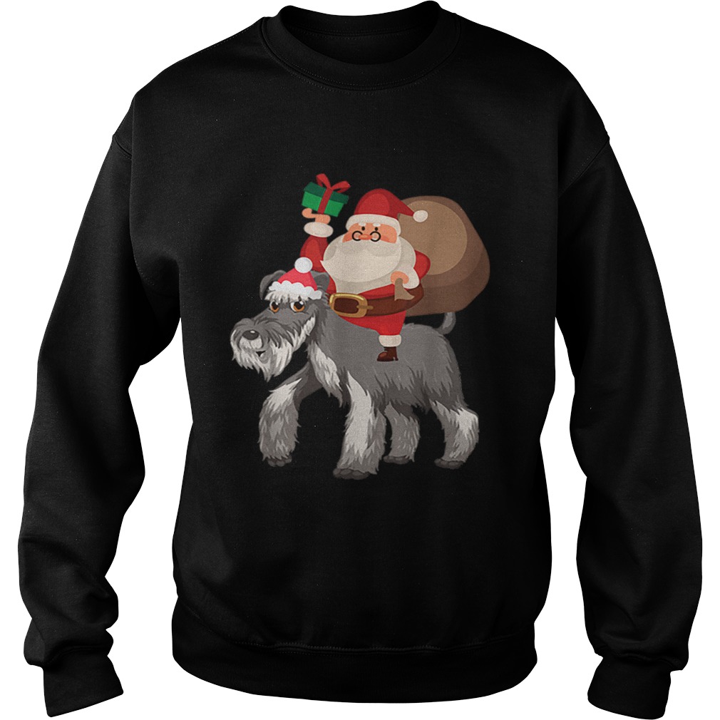 Santa Riding Miniature Schnauzer Christmas Pajama Gift Sweatshirt
