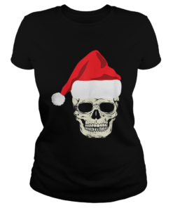Skull In Santa Hat Christmas Skeleton Christmas  Classic Ladies
