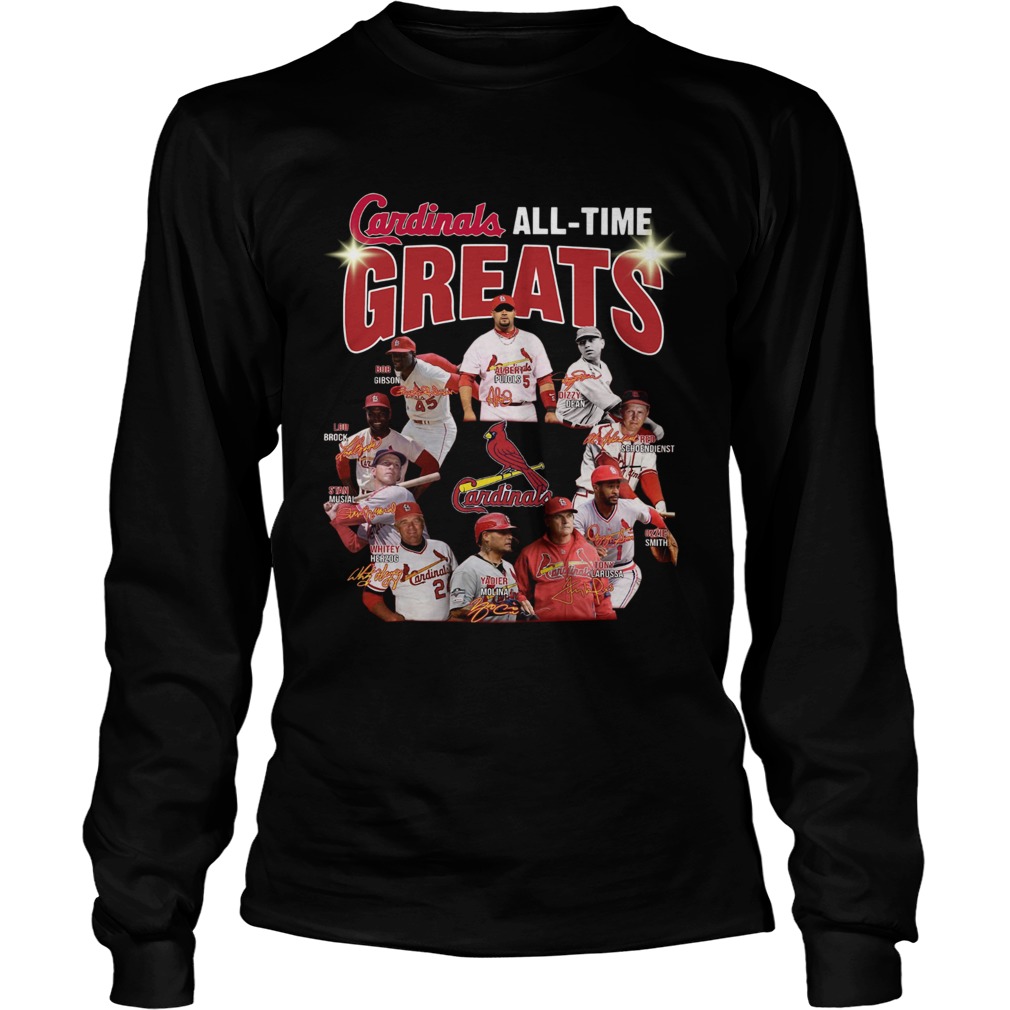 St Louis Cardinals all time great players signatures LongSleeve