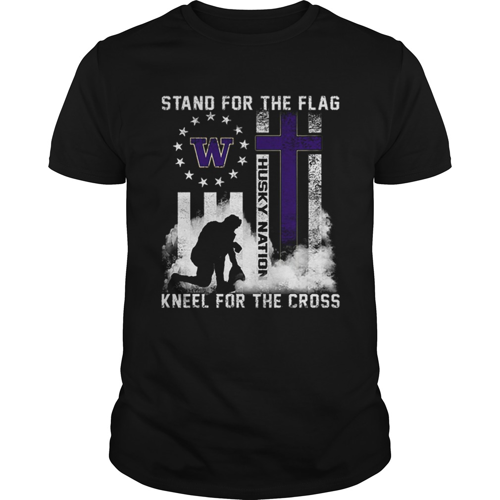 Stand for the flag Washington Huskies Nation kneel for the cross shirt