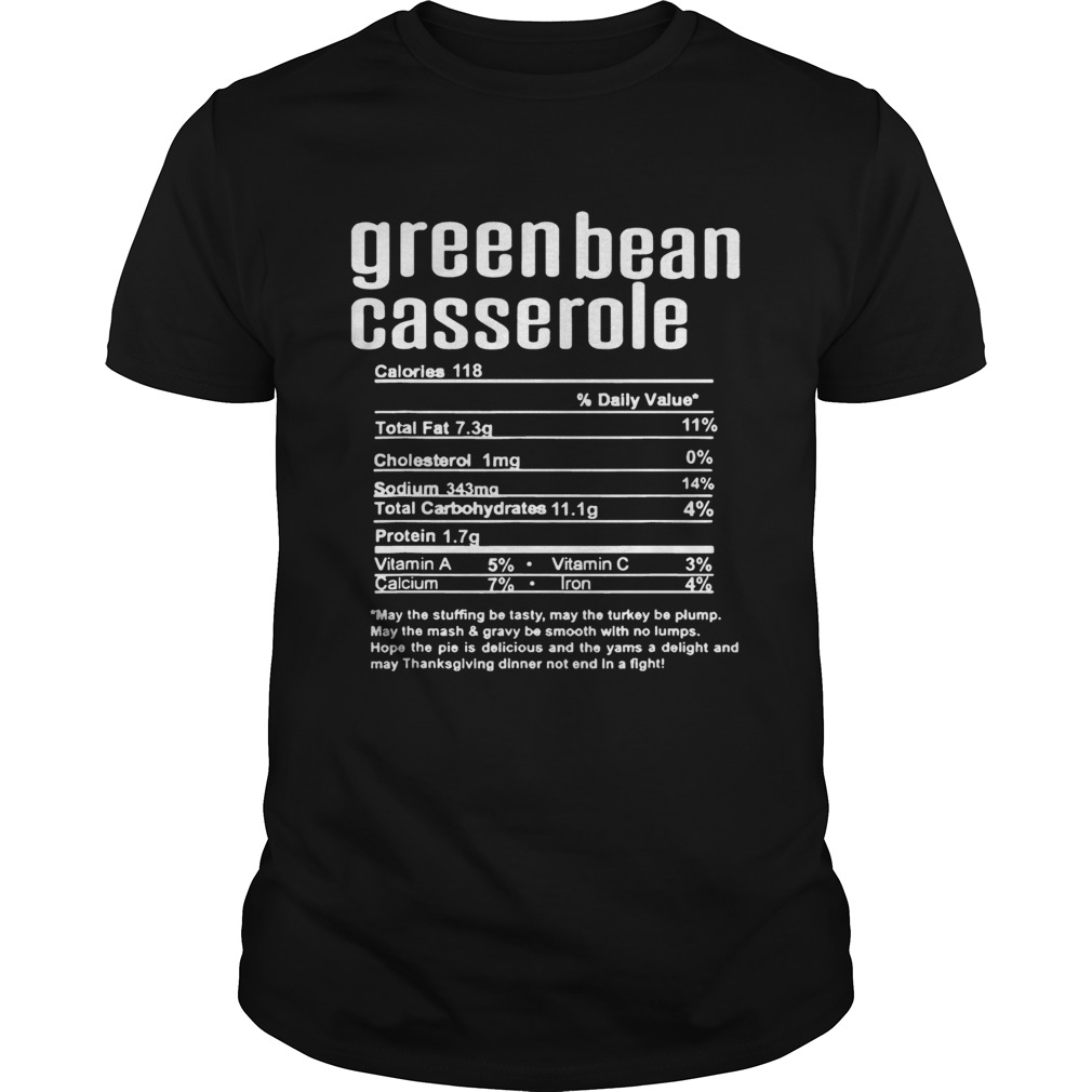 Thanksgiving Green Bean Casserole Nutritional Facts shirt