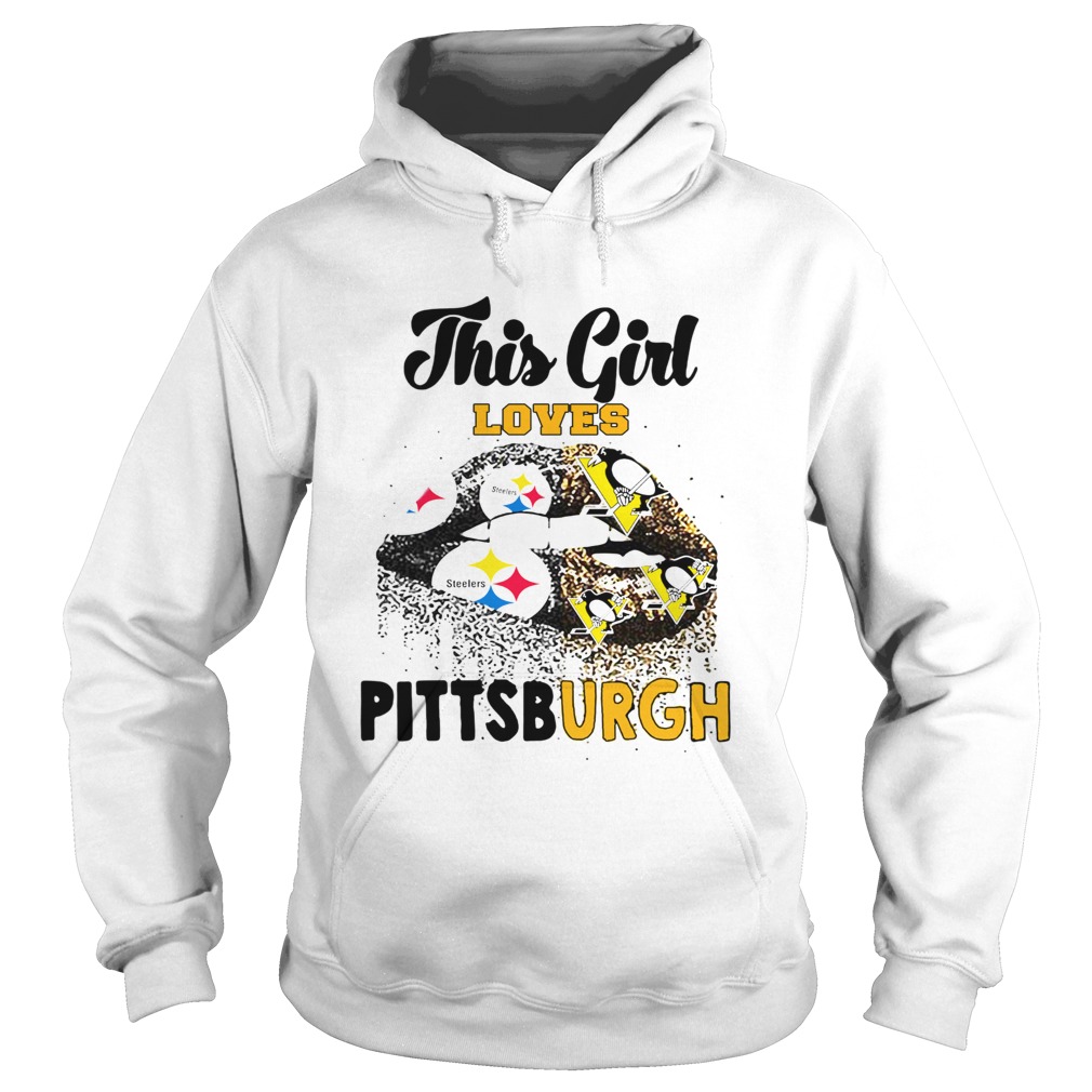 This Girl Loves Pittsburgh Steelers And Pittsburgh Penguins Lips Hoodie