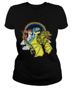 Unicorn Riding TRex Dinosaur Dragon Rainbow  Classic Ladies