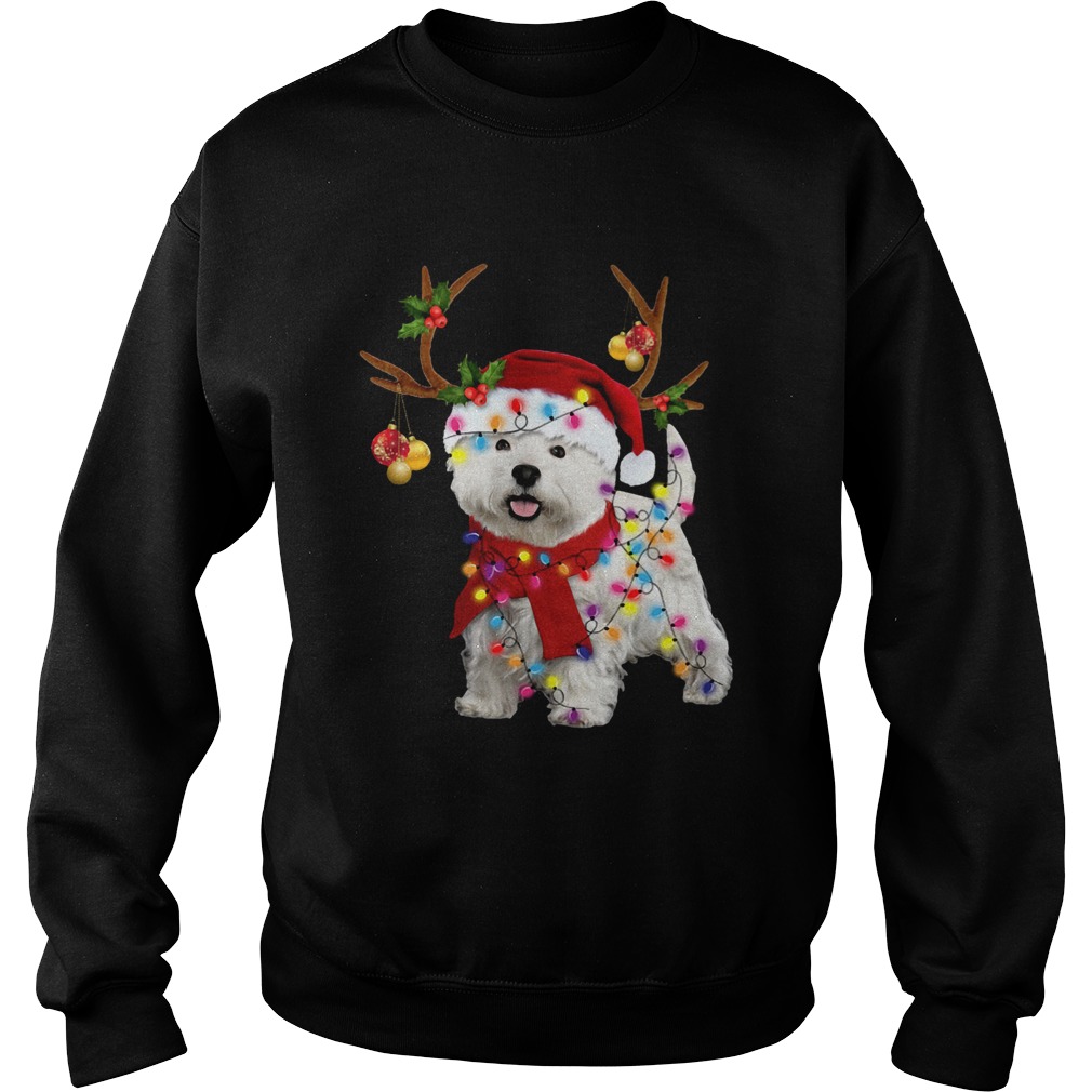 Westie Dog Gorgeous Reindeer Light Christmas Sweatshirt