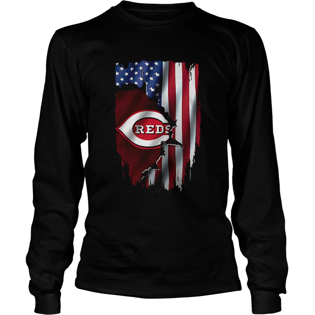 American Flag Cincinnati Reds LongSleeve