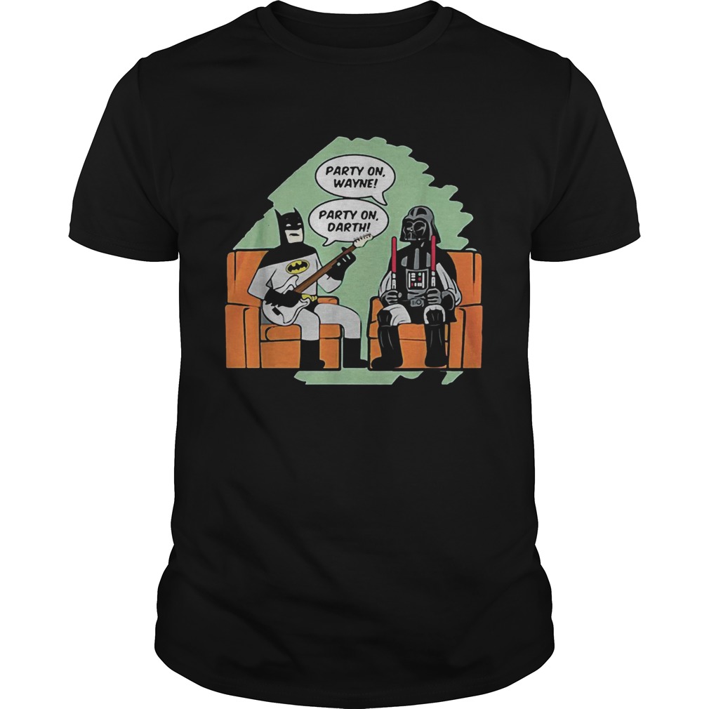 Batman and Darth Vader Star Wars party on Wayne party on Darth shirt