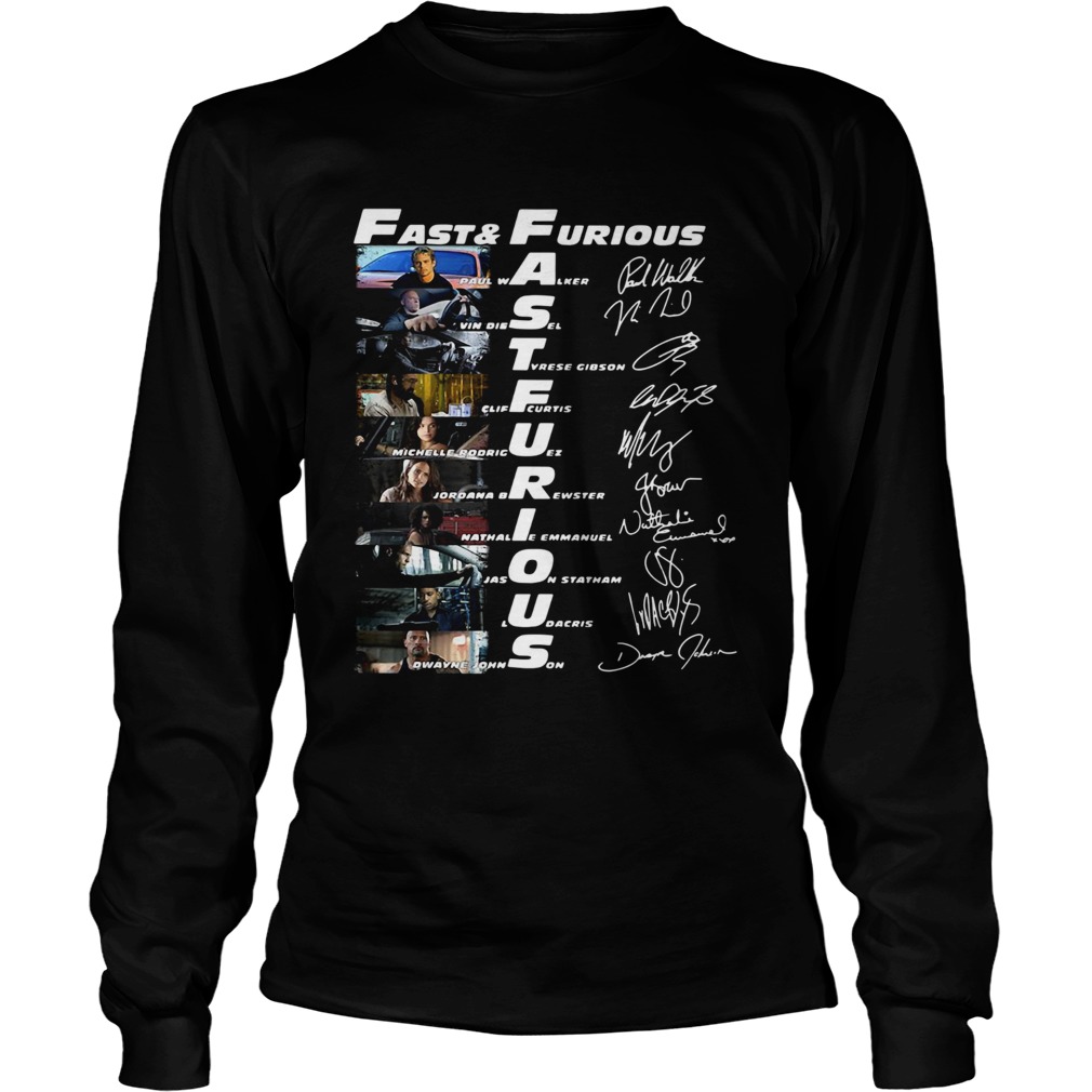Fast And Furious Paul Walker Vin Diesel Tyrese Gibson Signatures LongSleeve