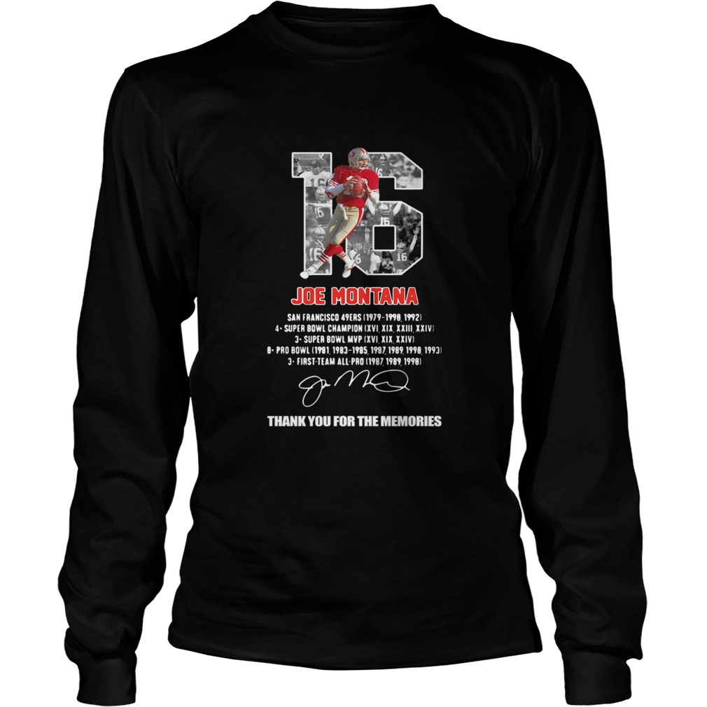 Joe Montana San Francisco 49ers Thank You The Memories Signature LongSleeve