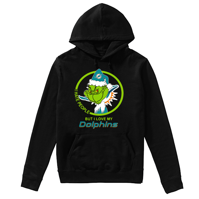 Miami Dolphins NFL Christmas Grinch Santa I Hate People But I Love My Dolphins Unisex Hoodie
