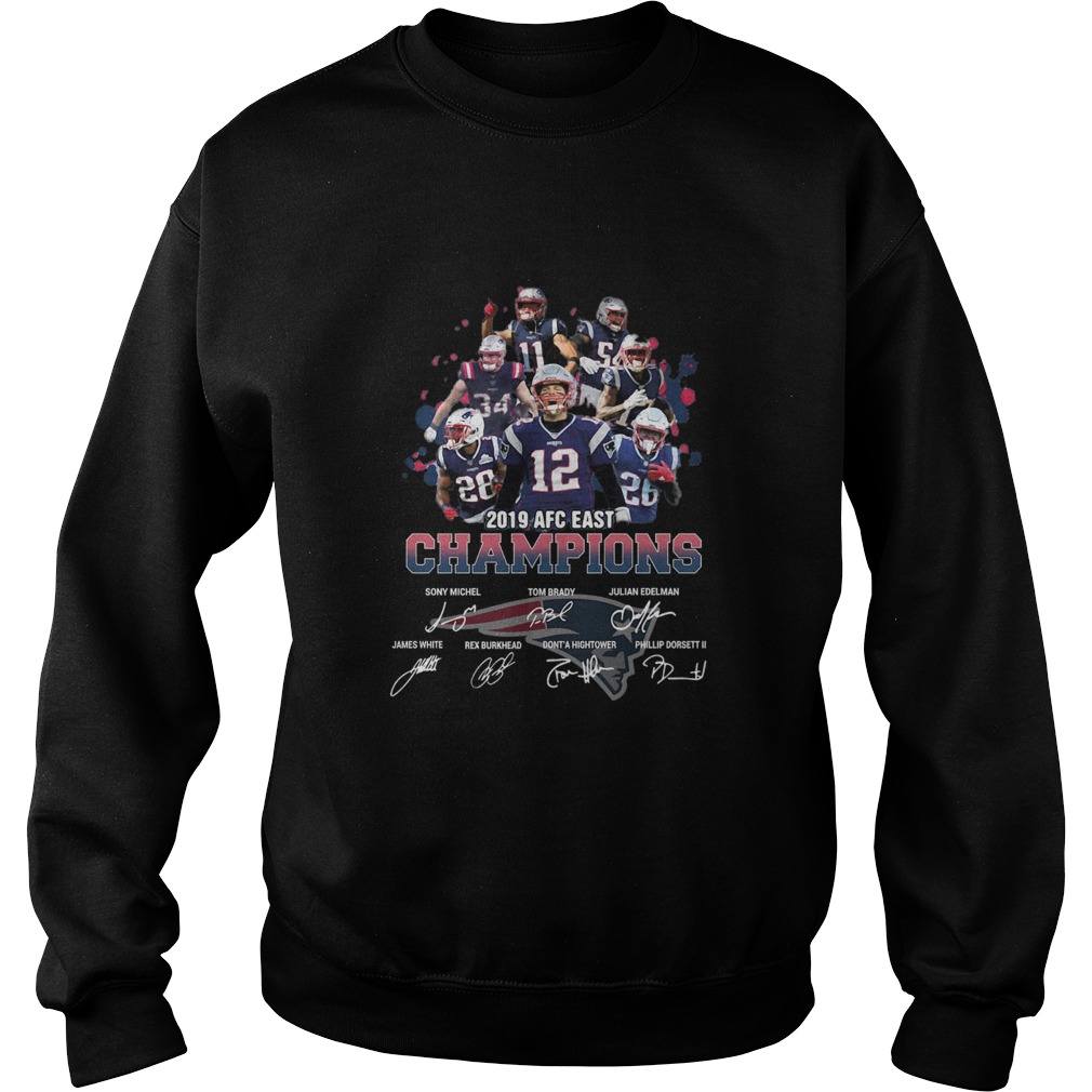 New England Patriots AFC 2019 East Champions Signatures Sweatshirt