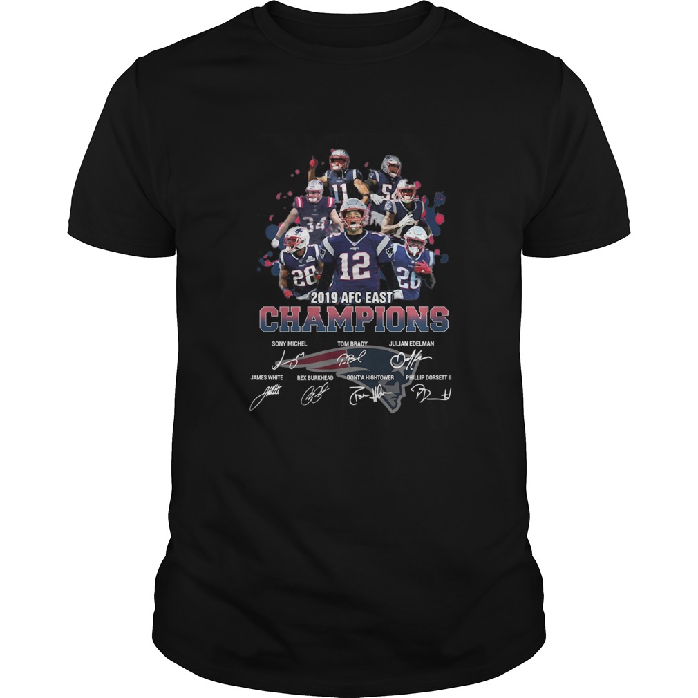 New England Patriots AFC 2019 East Champions Signatures shirt