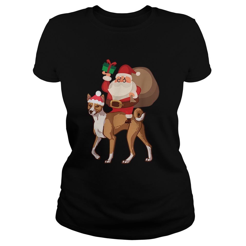 Santa Riding Basenji Christmas Pajama Gift Classic Ladies