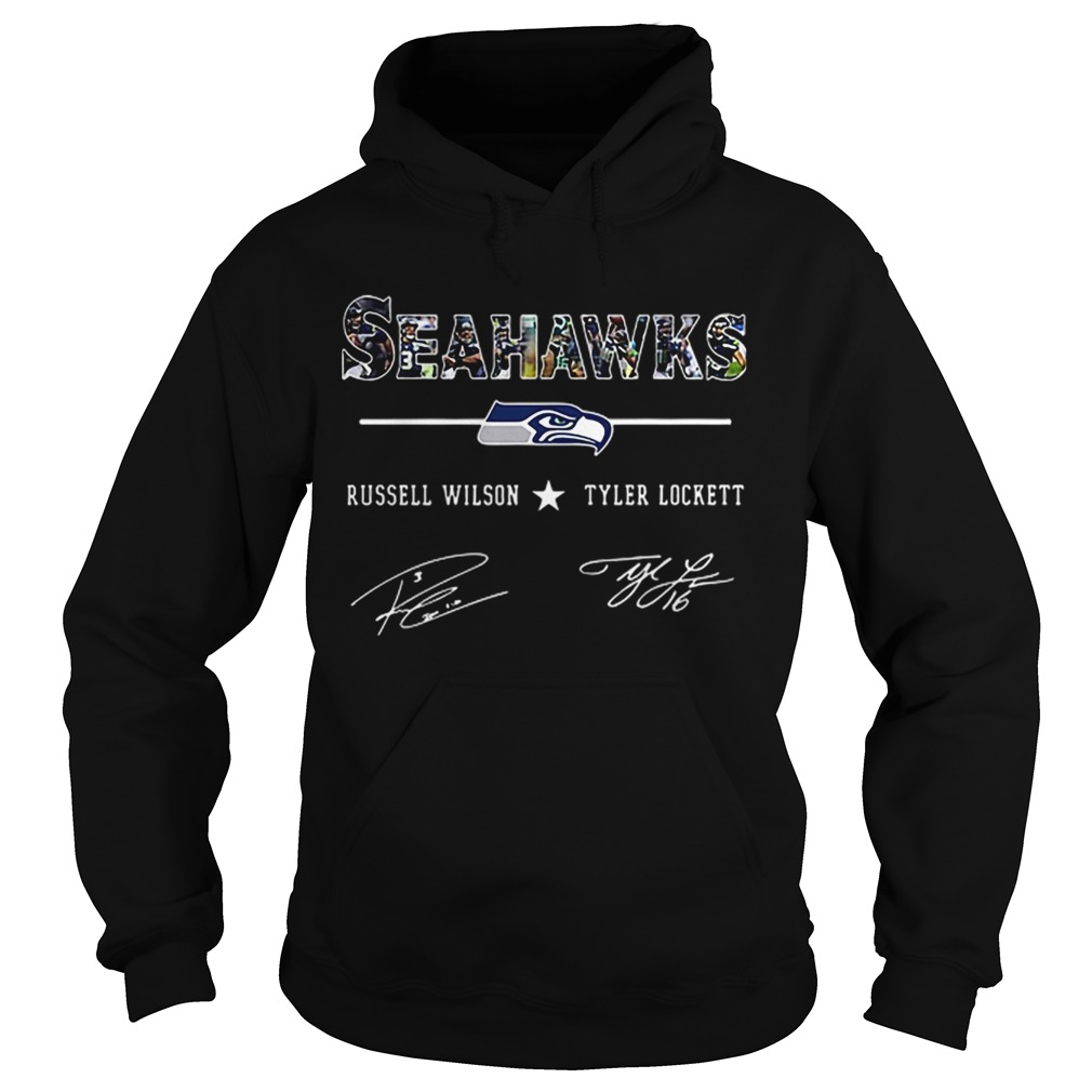 Seattle Seahawks Russell Wilson Tyler Lockett Signatures Hoodie