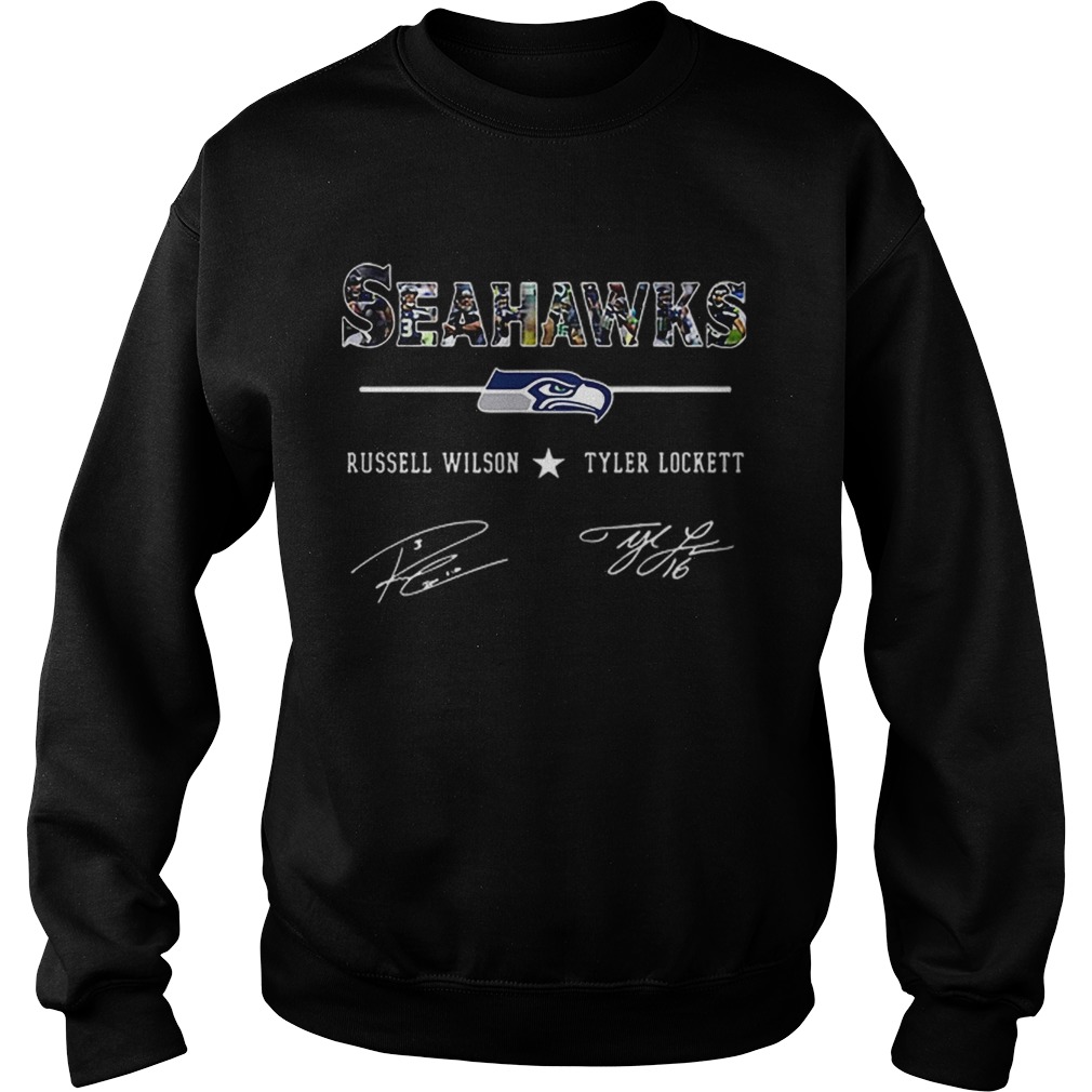 Seattle Seahawks Russell Wilson Tyler Lockett Signatures Sweatshirt