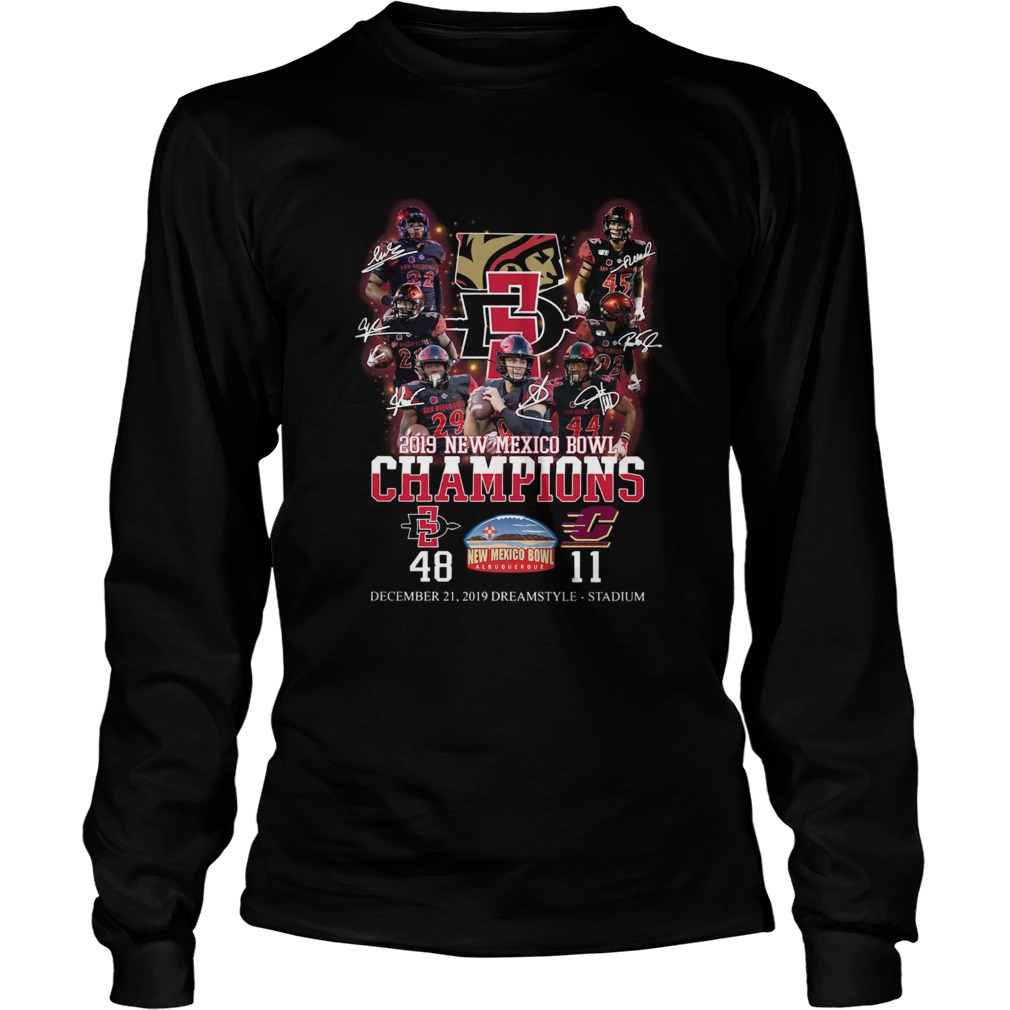 2019 New Mexico Bowl Champions Players Signatures LongSleeve