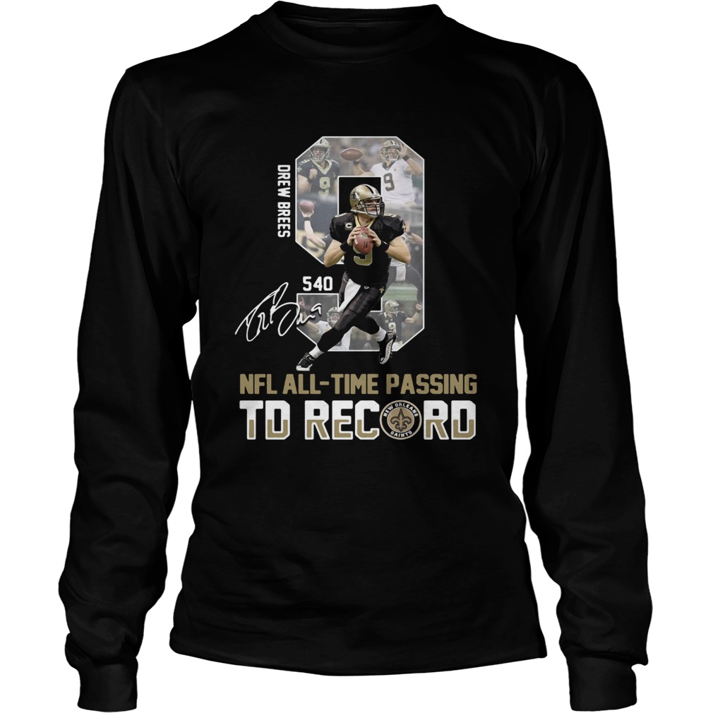 9 Drew Brees NFL AllTime Passing To Record Signature LongSleeve
