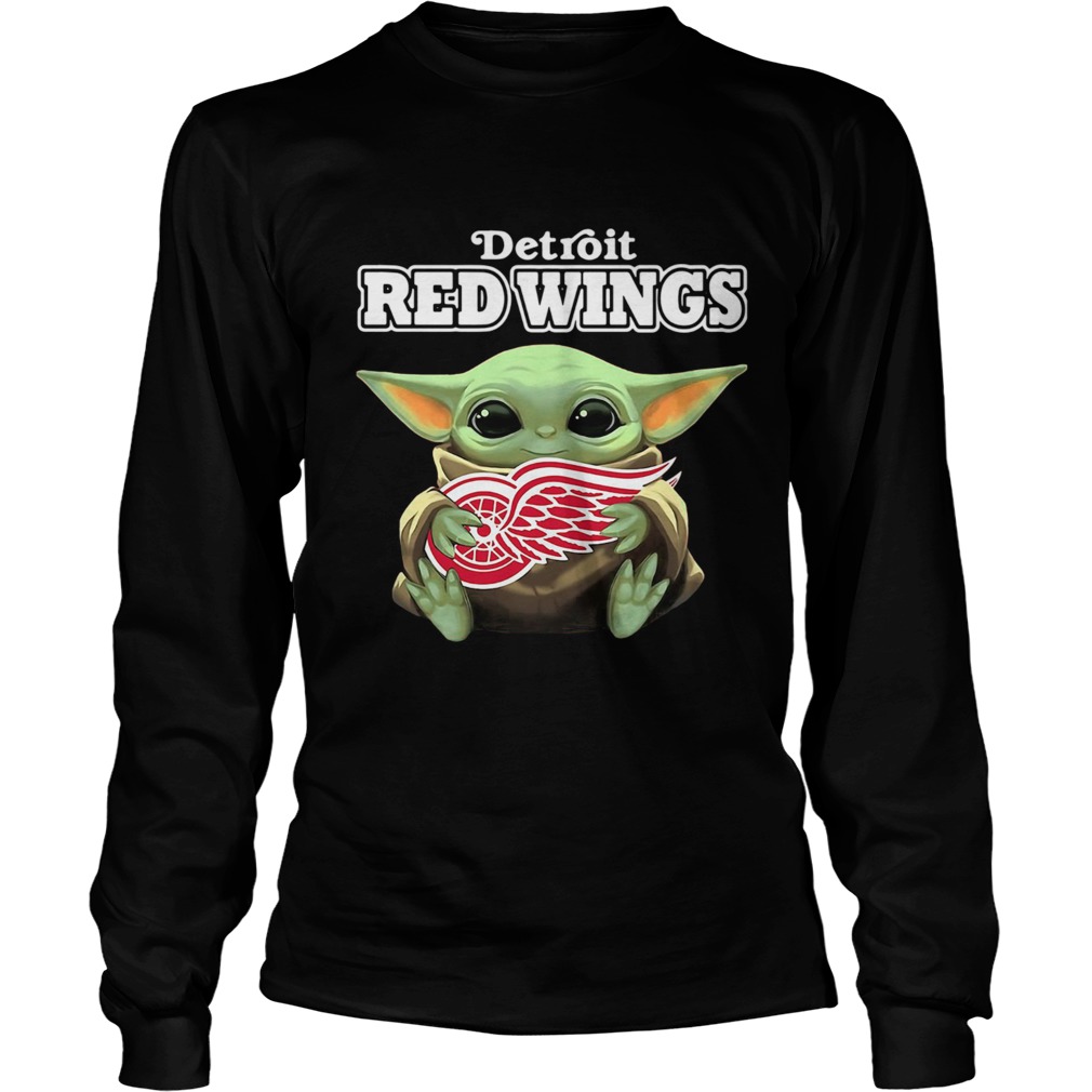 Baby Yoda Hug Detroit Red Wings LongSleeve