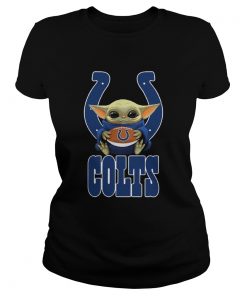 Baby Yoda Hug Indianapolis Colts Ball Logo  Classic Ladies