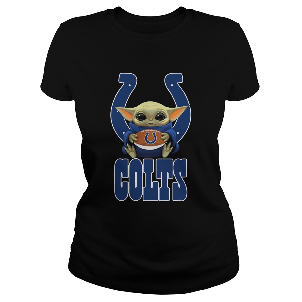 Baby Yoda Hug Indianapolis Colts Ball Logo Classic Ladies