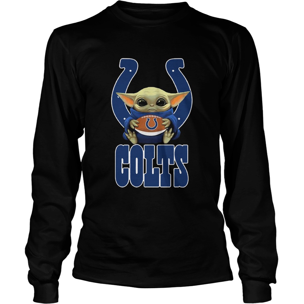 Baby Yoda Hug Indianapolis Colts Ball Logo LongSleeve