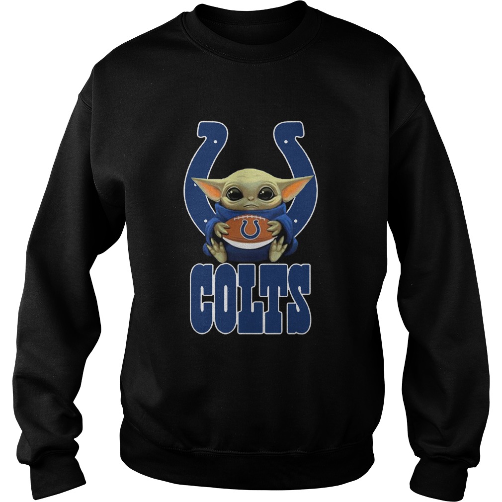 Baby Yoda Hug Indianapolis Colts Ball Logo Sweatshirt