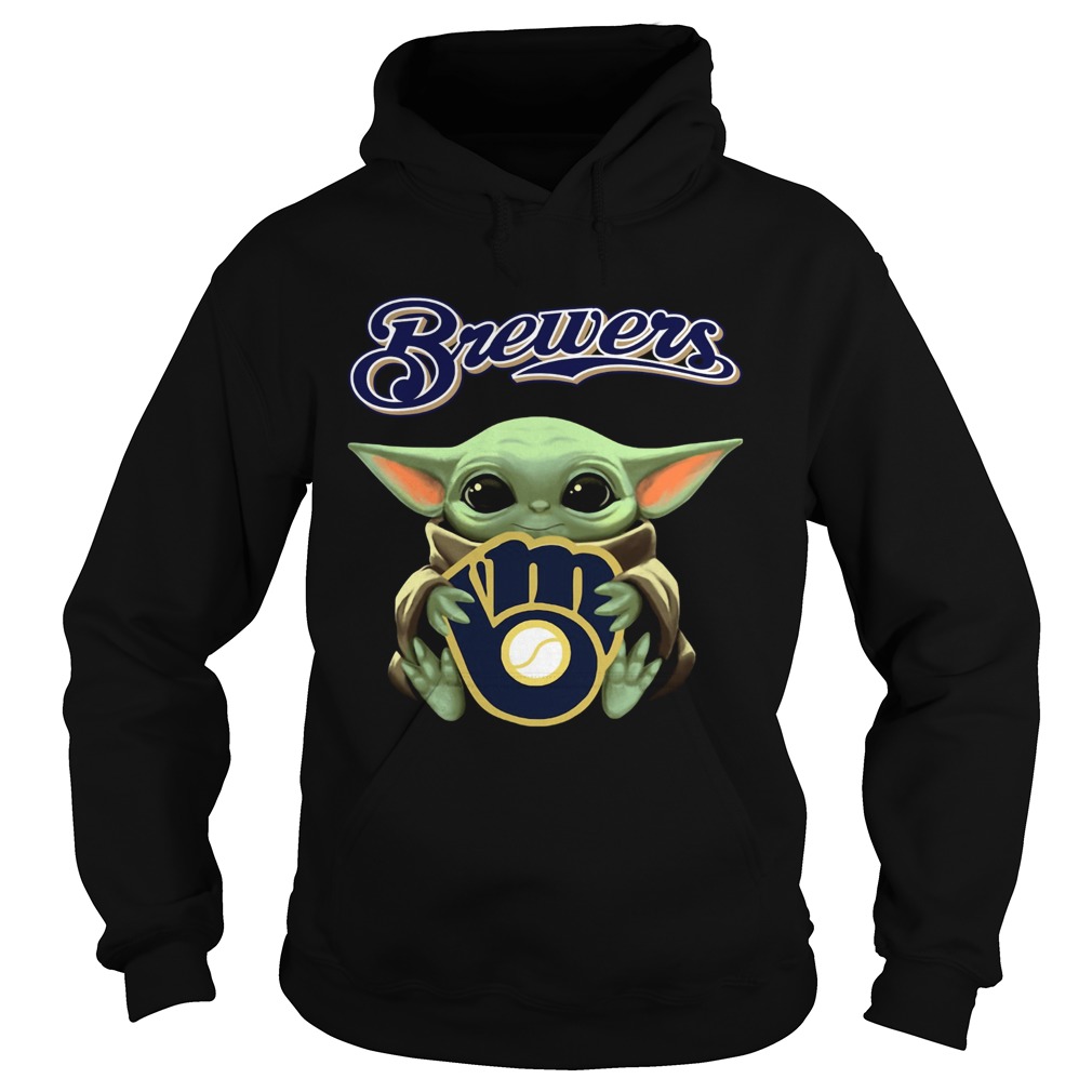 Baby Yoda Hug Milwaukee Brewers Hoodie