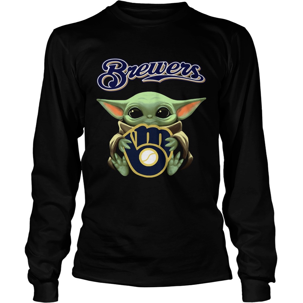 Baby Yoda Hug Milwaukee Brewers LongSleeve