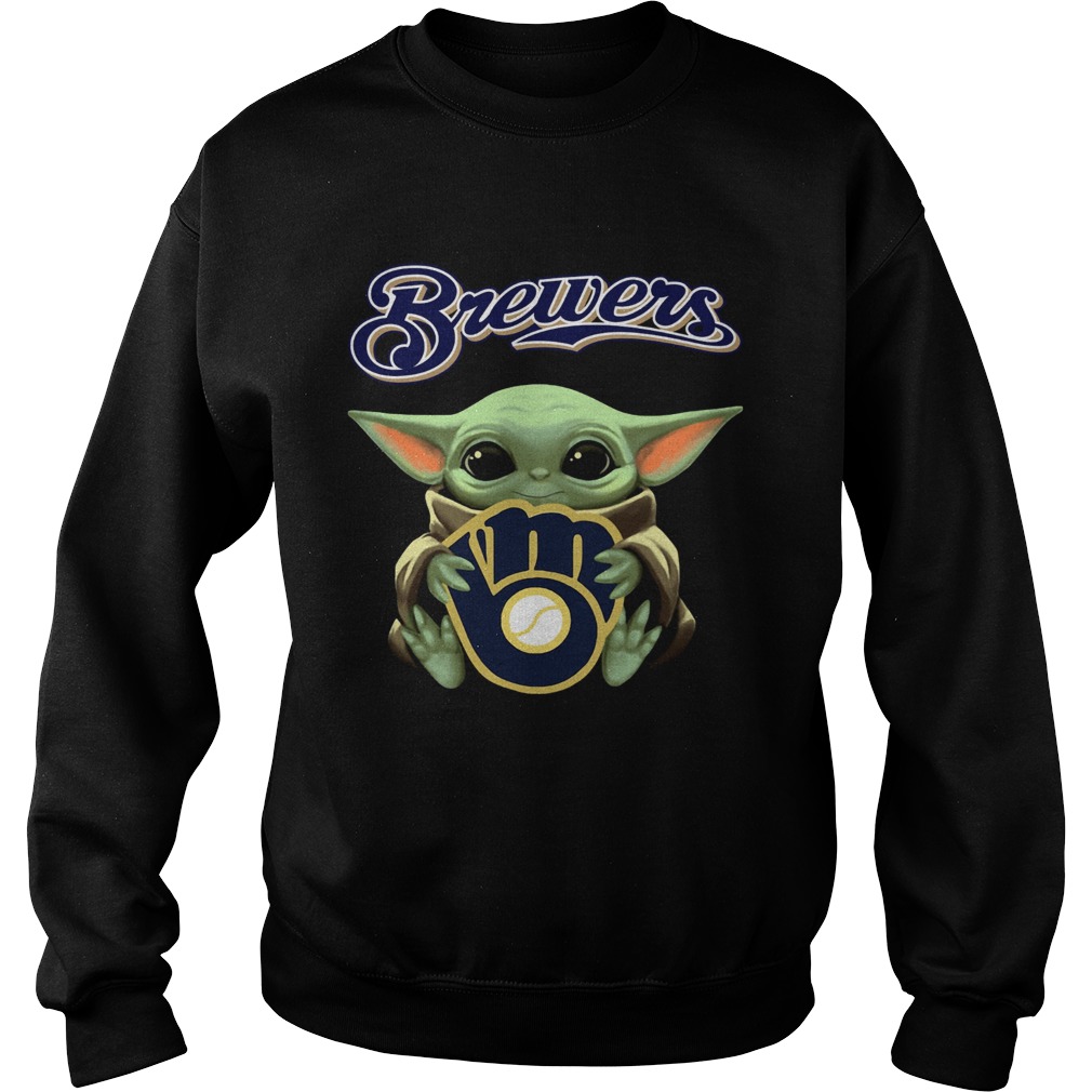 Baby Yoda Hug Milwaukee Brewers Sweatshirt