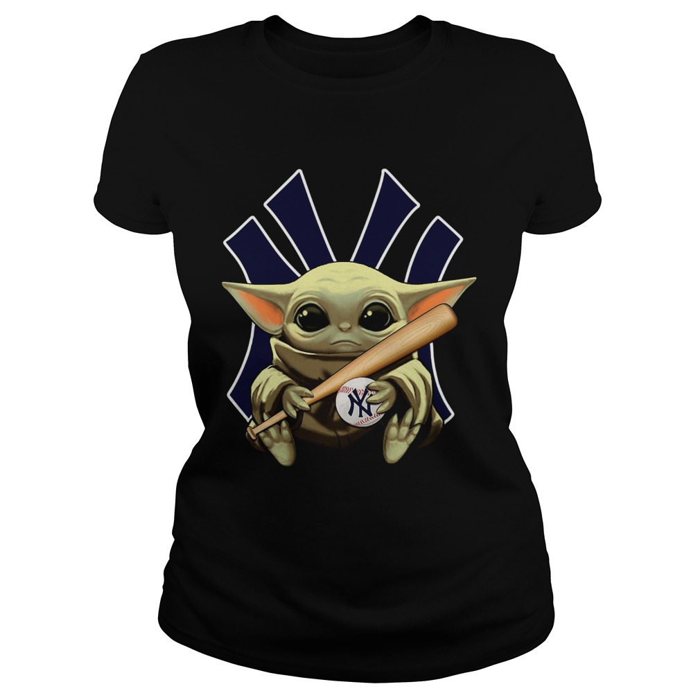 Baby Yoda Hug New York Yankee Classic Ladies