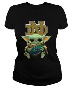 Baby Yoda Hug Notre Dame Fighting Irish  Classic Ladies