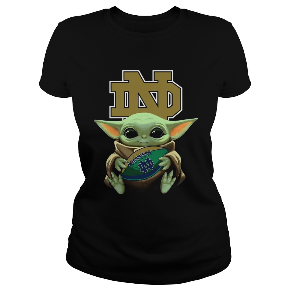 Baby Yoda Hug Notre Dame Fighting Irish Classic Ladies