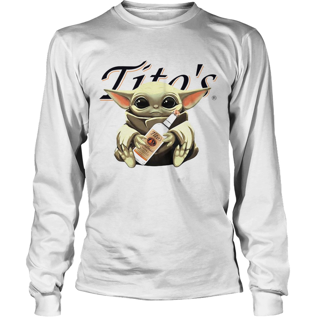 Baby Yoda Hugging Titos Vodka LongSleeve