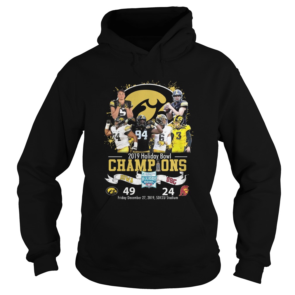 Iowa Hawkeyes 2019 Holiday Bowl Champion 49 24 Hoodie