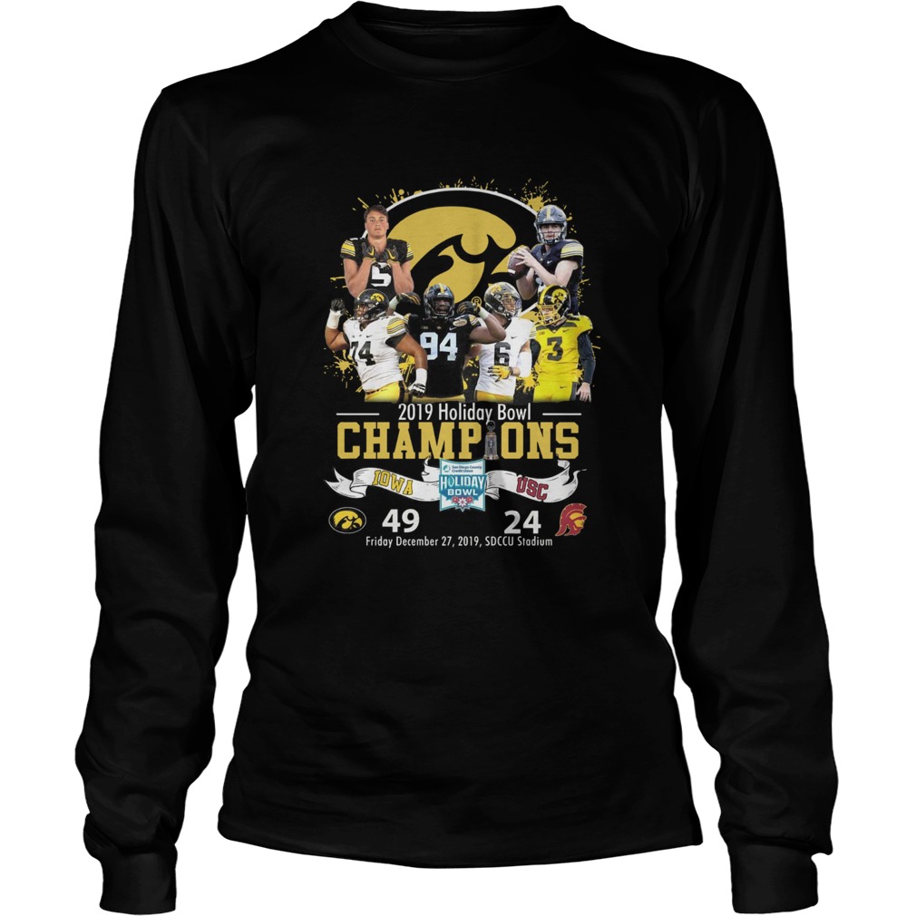 Iowa Hawkeyes 2019 Holiday Bowl Champion 49 24 LongSleeve