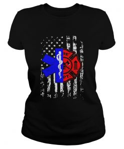 Nurse EMT and Firefighter American Flag  Classic Ladies