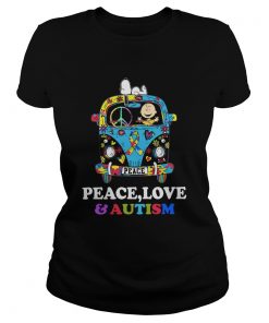 Snoopy And Charlie Brown Peace Love Autism  Classic Ladies