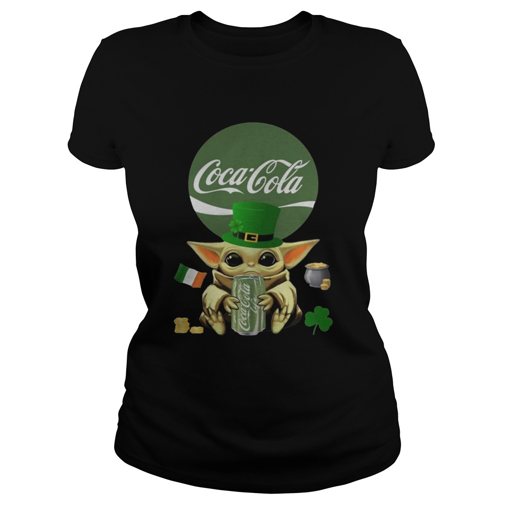 St Patricks Day Baby Yoda Hugging Coca Cola Green Classic Ladies