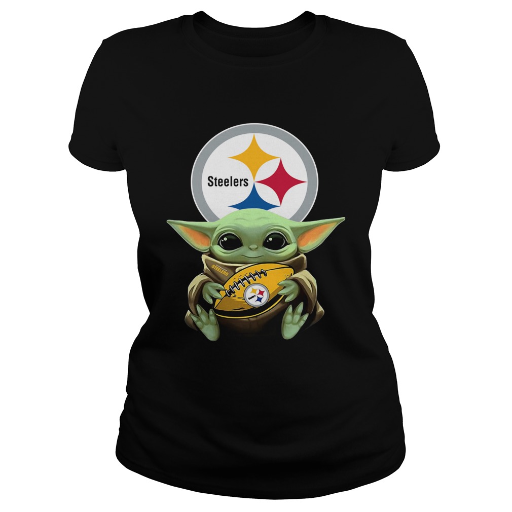 Star Wars Baby Yoda Hug Pittsburgh Steelers Classic Ladies