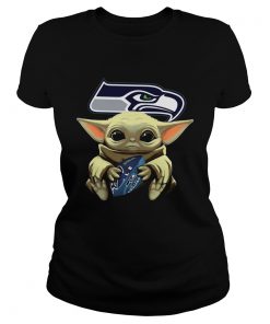 Star Wars Baby Yoda Hug Seattle Seahawks  Classic Ladies