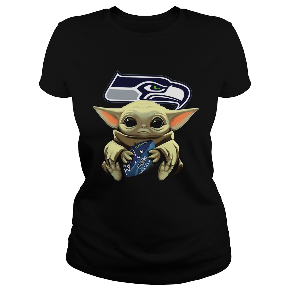 Star Wars Baby Yoda Hug Seattle Seahawks Classic Ladies