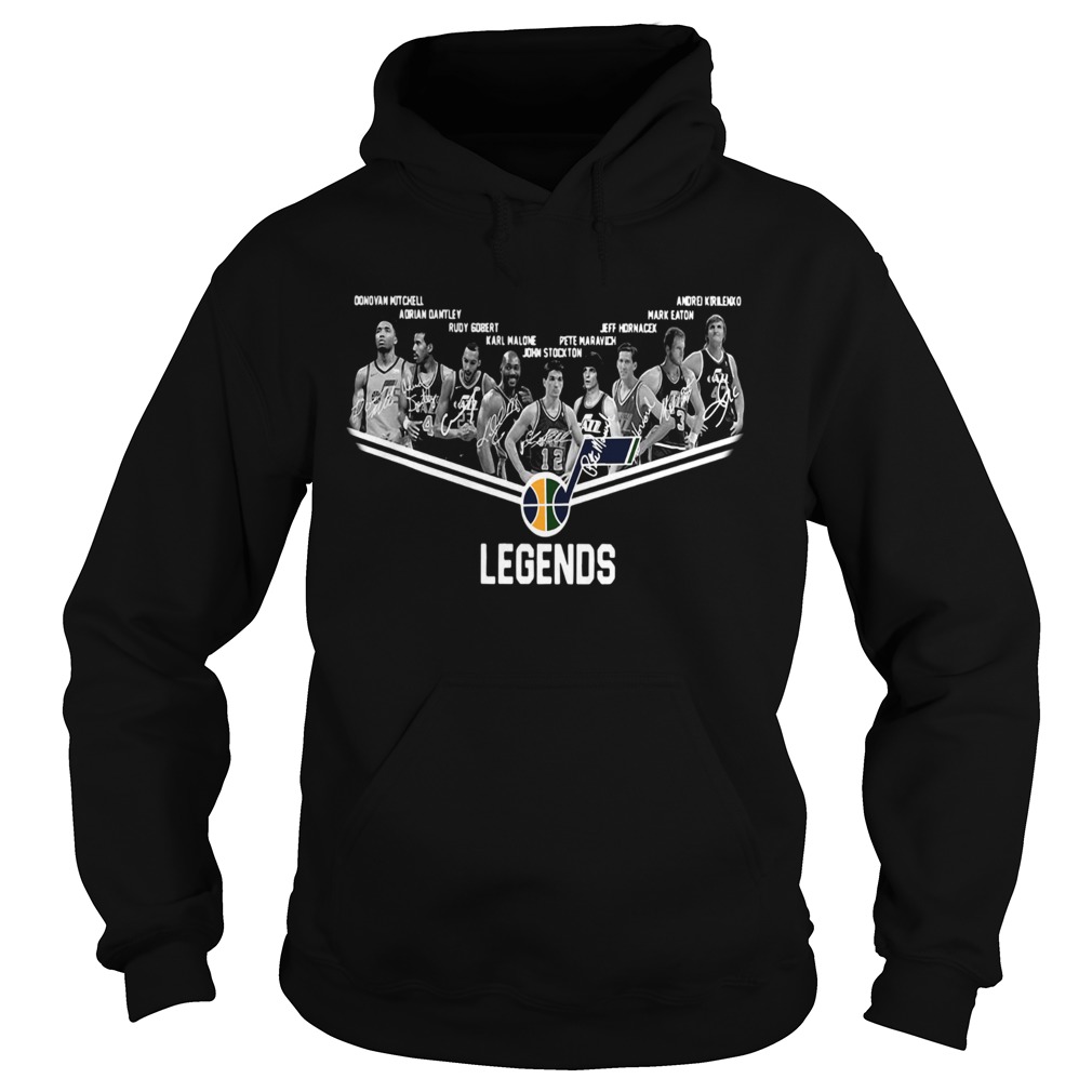 Utah Jazz Legends Players Team Signatures Hoodie