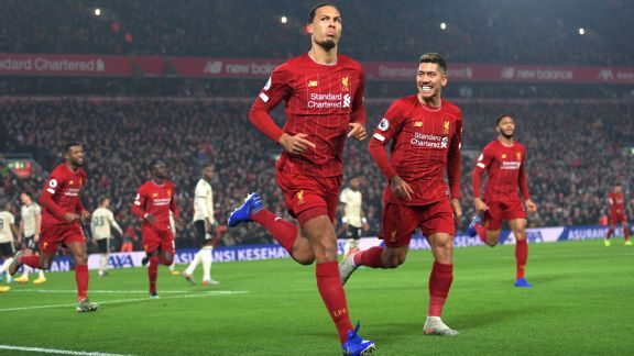 Liverpool beat Man United with Van Dijk Salah goals to open up 16-point lead at top