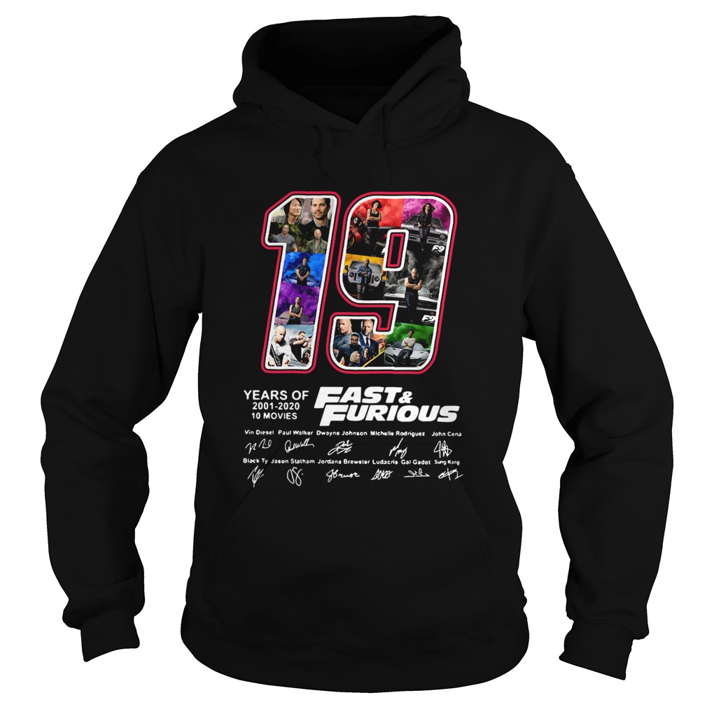 19 Years Of FastFurious 2001 2020 10 Movies Signatures Hoodie