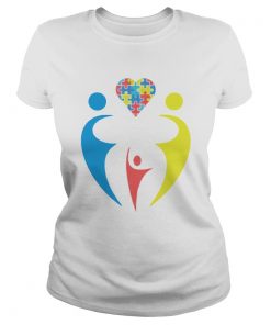 Autism Awarness Family Trio Heart Puzzle  Classic Ladies