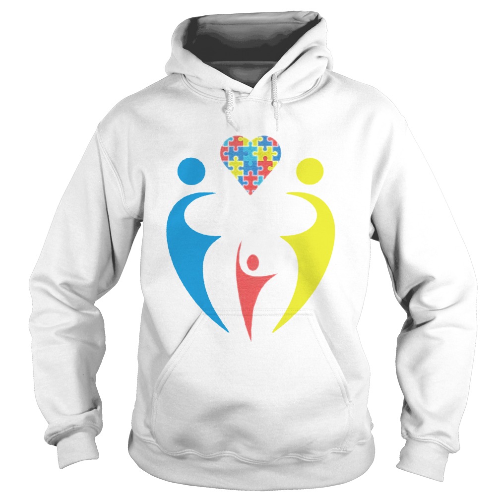 Autism Awarness Family Trio Heart Puzzle Hoodie