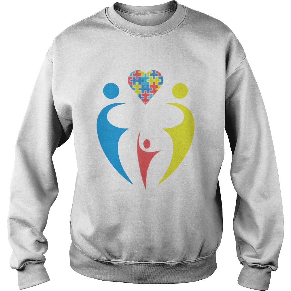 Autism Awarness Family Trio Heart Puzzle Sweatshirt
