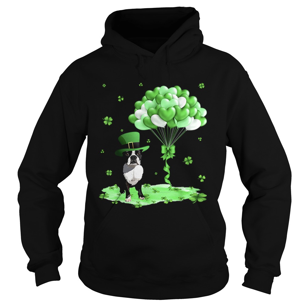 Boston Terrier Leprechaun Hat Shamrocks St Patricks Day Hoodie